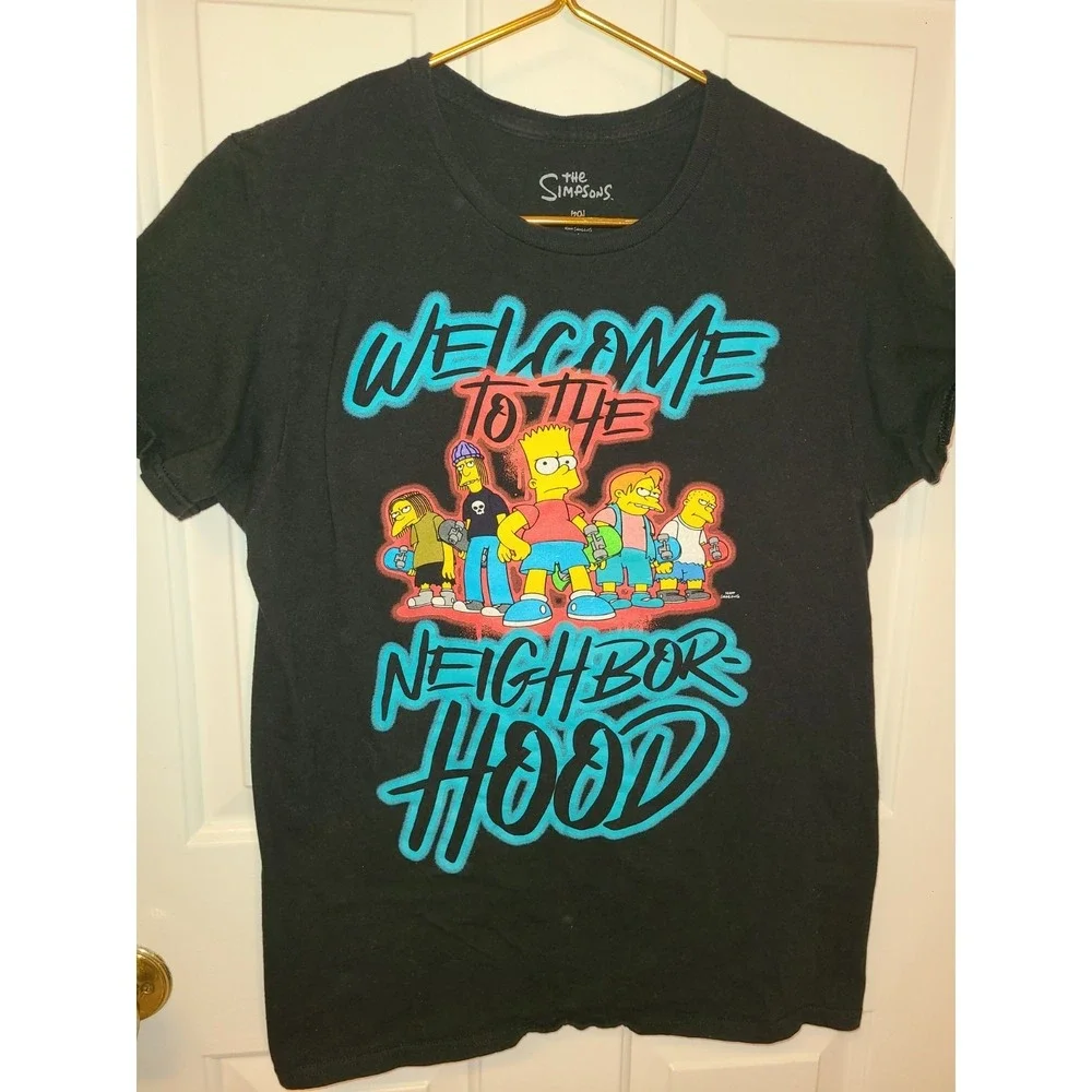 The Simpsons Welcome To The Neighborhood  Black‎ Graphic Tshirt Jr Youth Med